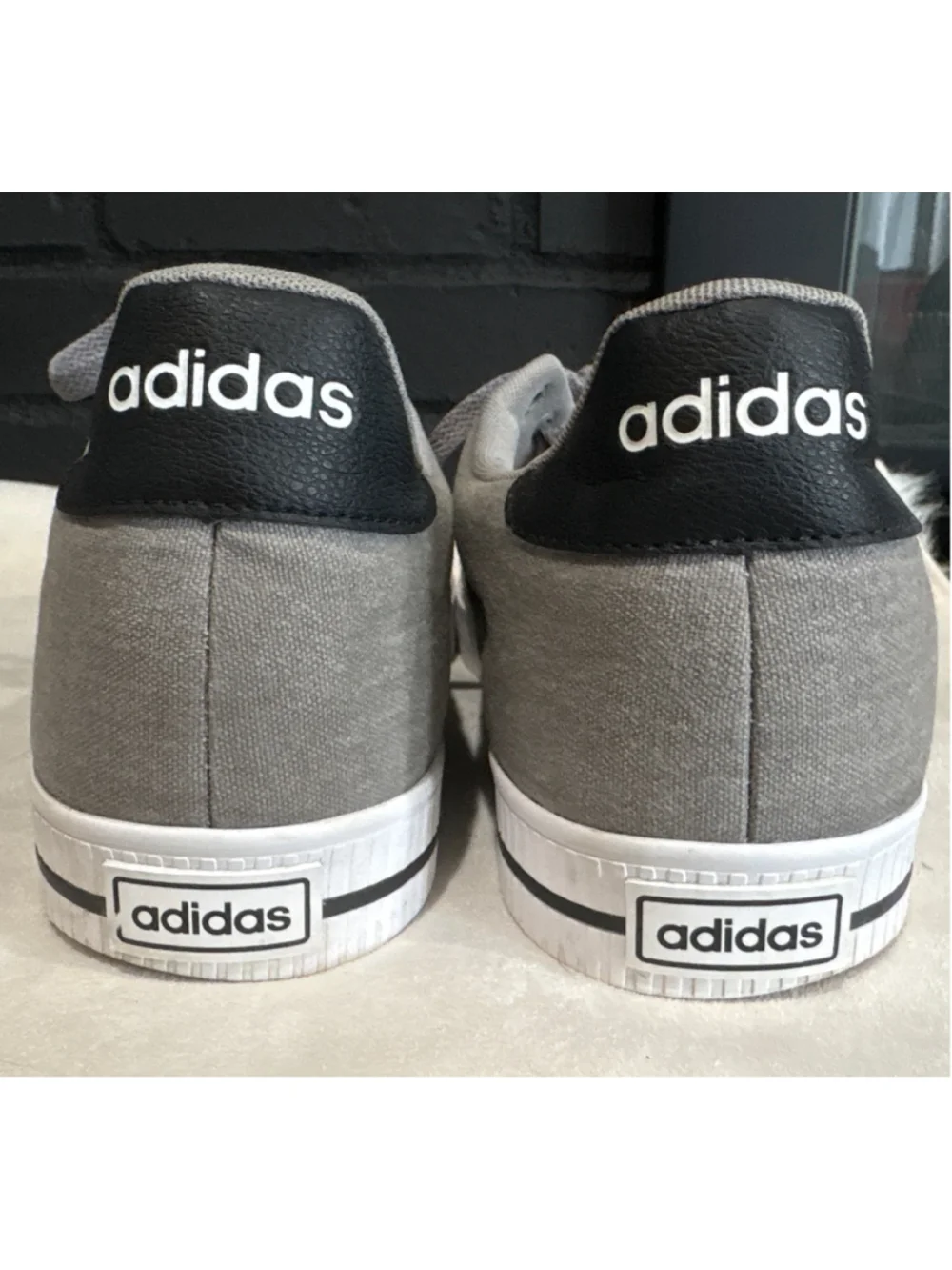 adidas Men's Gray Low-Top Sneakers with Black Stripes